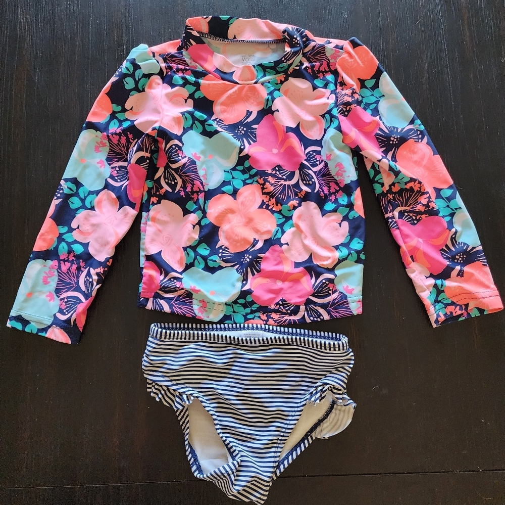 Carter's 3T 2-pc swimsuit longsleeve tankini top and bikini bottom